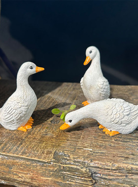 古法鱼缸装饰摆件鸭子造景田园树脂茶几花盆微景观动物花园庭院