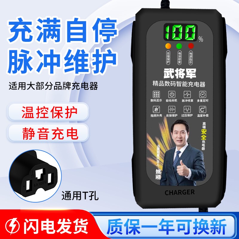 数显自动断电电动车电瓶车充电器48V60V72V20AH两轮三轮电车通用