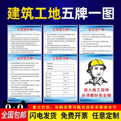 建筑工地五牌一图安全标识牌八大员岗位职责制度牌十牌两图现场警