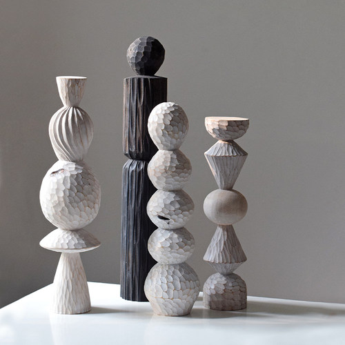 象有形 / 经典复刻创意中古现代艺术木雕摆件原木立柱拍摄道具