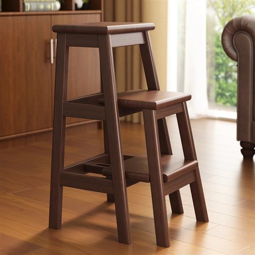 实木梯凳梯子凳子两用步梯家用多功能折叠三步梯花架加厚楼梯爬梯