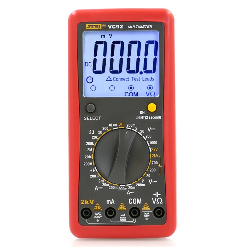滨江VC92数字大屏幕万用表 测相间电压2000V交直流电压2KV高压表