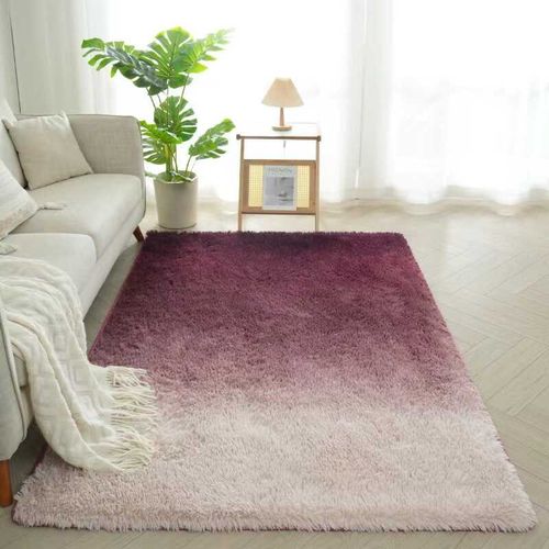新款丝毛地毯渐变卧室客厅耐脏易打理长毛绒满铺床边毯子丝毛地毯