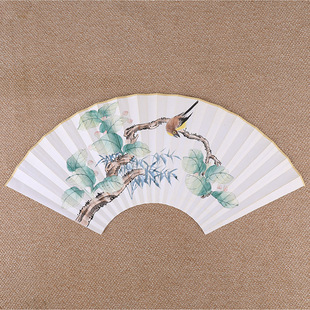 手绘苏工文玩扇面书法定制9寸9.5寸10寸工笔花鸟人物山水动物国画