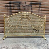 欧式 壁炉门带网防灰尘客厅家用护栏 铁艺金色壁炉隔断屏风新品