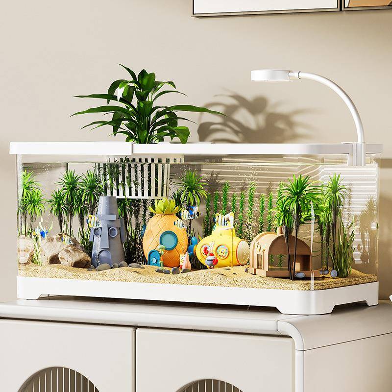 造景乌龟缸塑料透明鱼缸客厅寄居蟹生态龟缸水族箱生态养殖箱