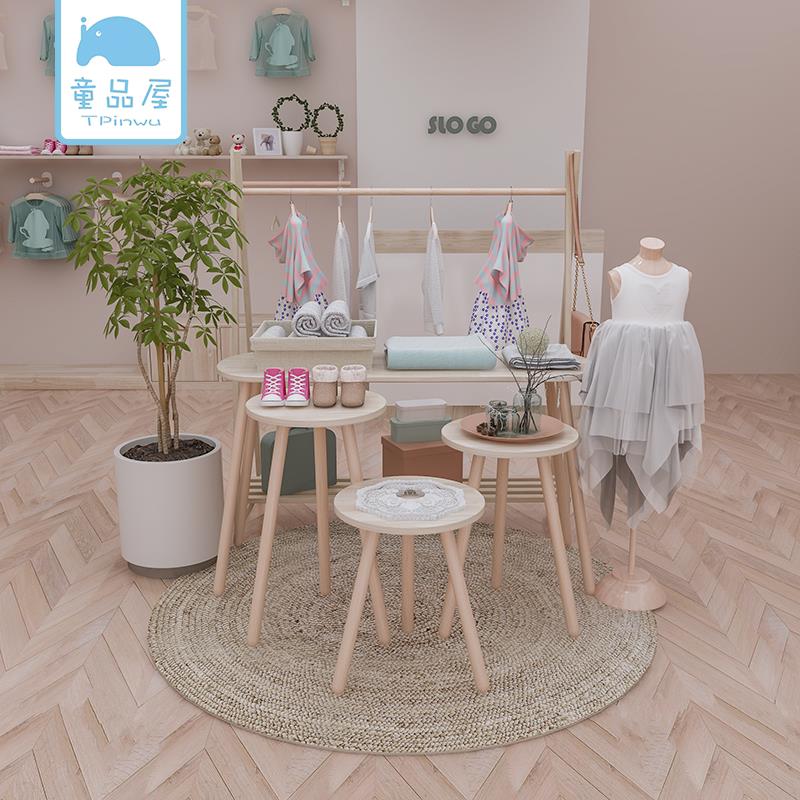 服装店高低桌商场中岛桌童装店流水展示架实木商业美陈道具流水台