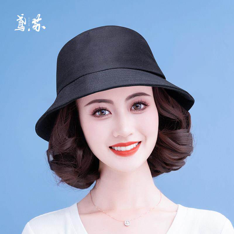 假发帽子一体 春夏短卷发渔夫帽女士假发帽子2026新款时尚可拆卸