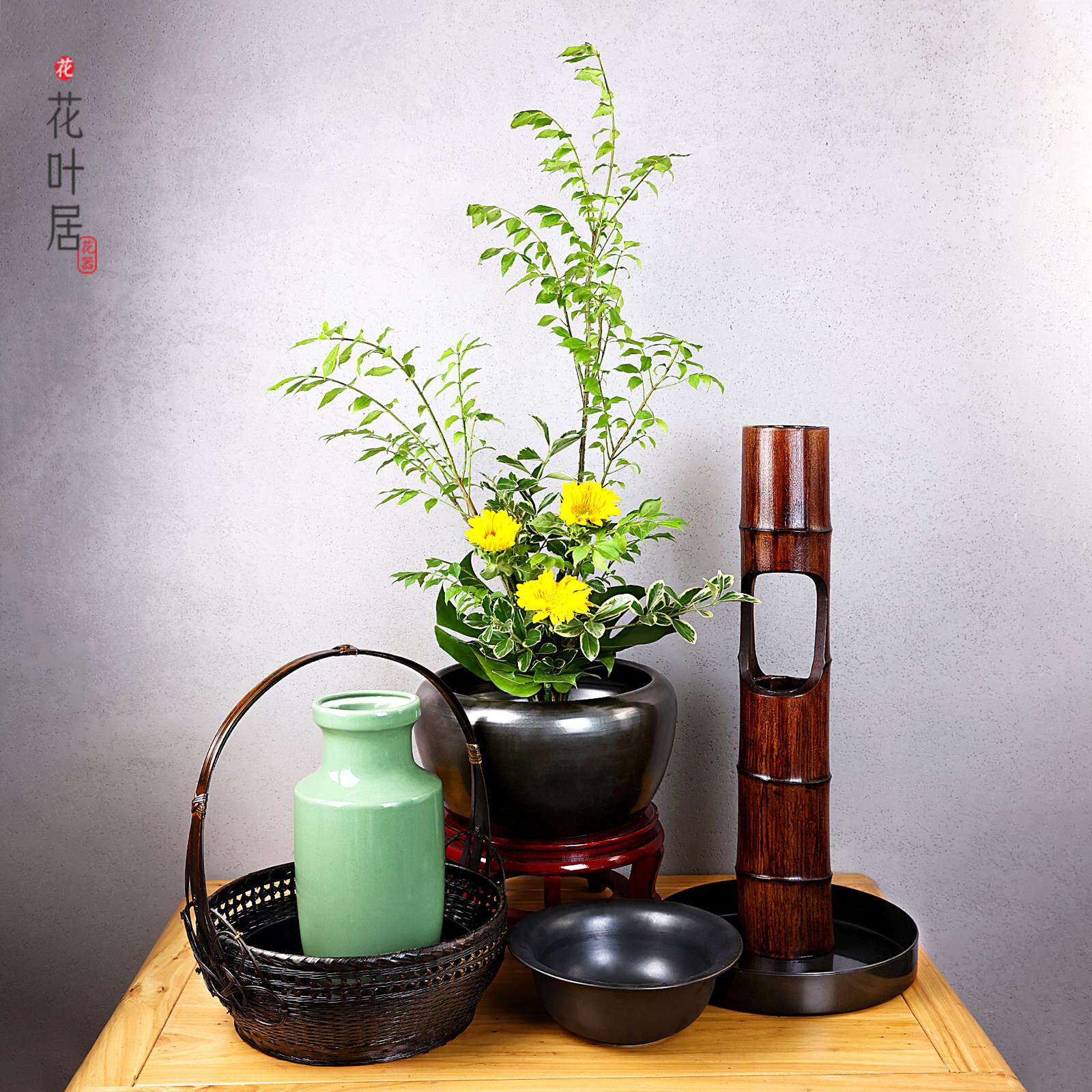 中式陶瓷插花花器 中华花艺国赛花器 大型中式花盆插花器皿