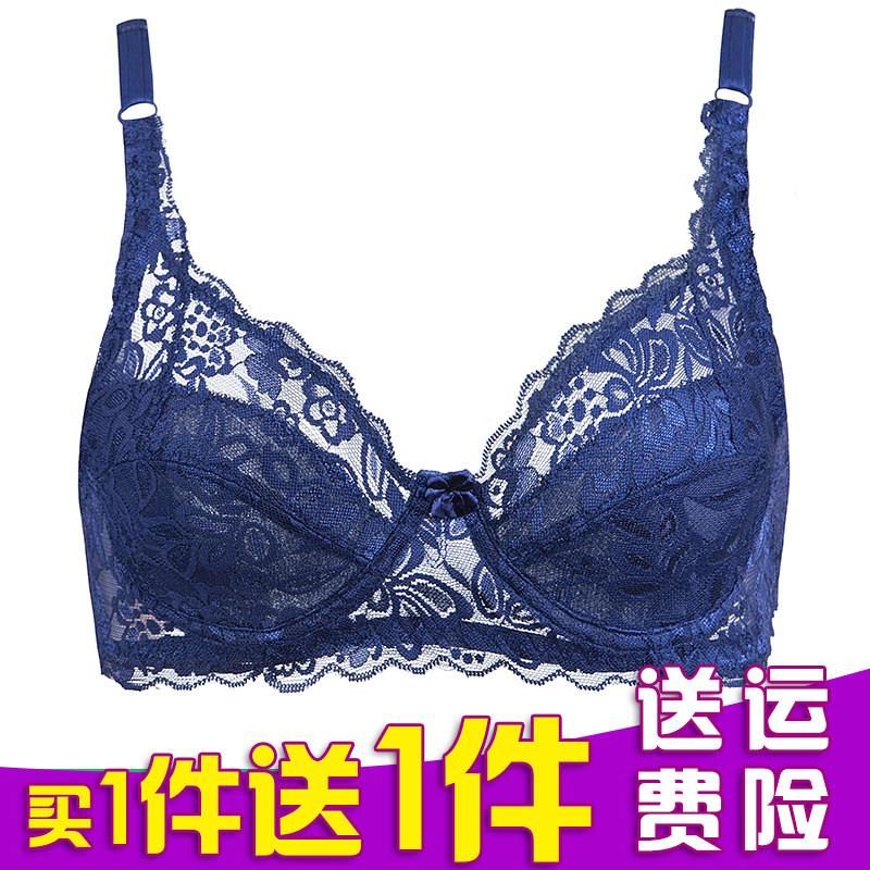 夏季蕾丝无钢圈文胸 超薄款纯色聚拢显小胸罩 大胸适用无海绵内衣