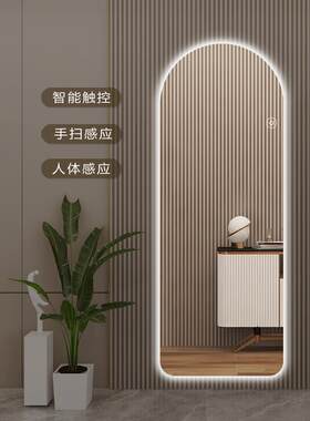 入户智能全身穿衣镜led带灯光拱形理发店灯镜服装店发光试衣镜子