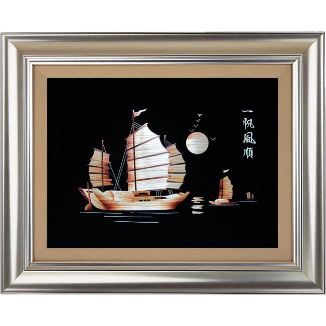 纯手工艺术品 麦秸秆烫画 芦苇 大幅无框挂装饰横 一帆风顺