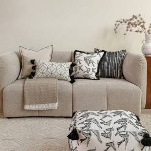 燕语呢喃抱枕套装法式奶油风客厅沙发靠枕黑白剪花燕子靠垫腰枕套