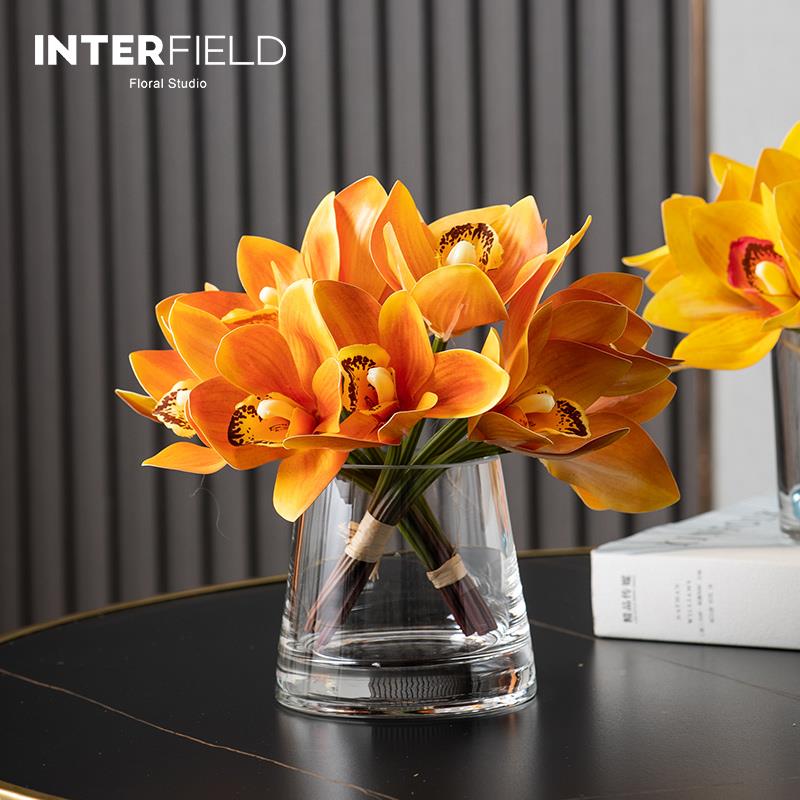 装饰花件仿真客厅摆茶几IFP-HHZ花瓶兰插花扎束假花轻蕙奢高档摆
