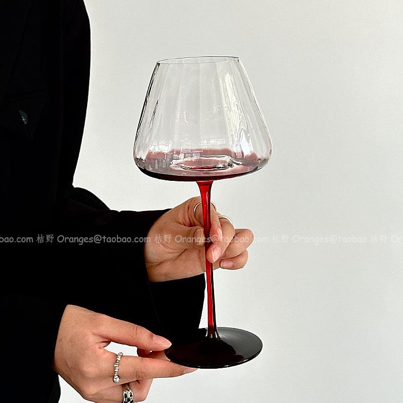 Oranges轻高级感奢复萄古红领结葡酒杯高级感轻勃艮红酒杯第玻璃