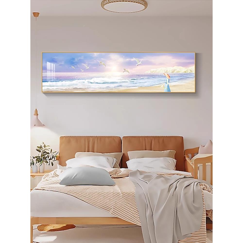 现代简卧室装饰X-C-19画情侣海景主卧床头挂画北客厅背欧房间景约