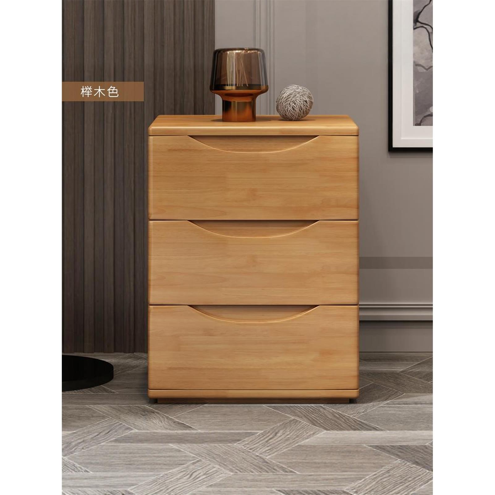 北欧全矮实19木床头柜简约现代胡桃你色整装收纳储迷床边物两三抽