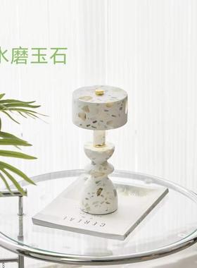 代约天然NUA石简材冷翡翠小台灯现样板小间中古风卧室夜灯装饰品