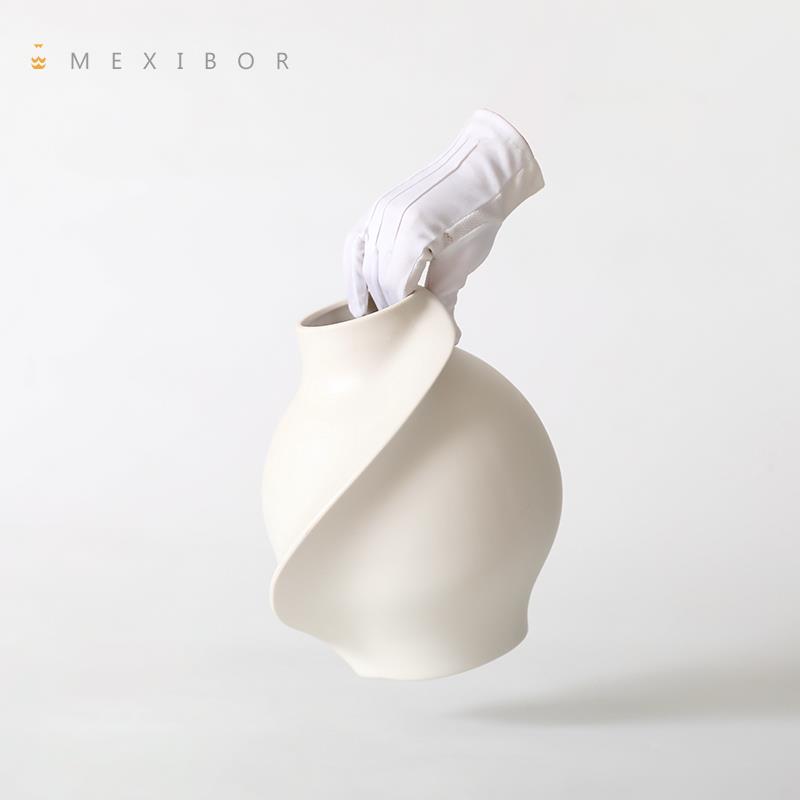 mexibo意r高陶瓷系温列极简艺花TOE瓶摆件式法式大号家居饰术品客