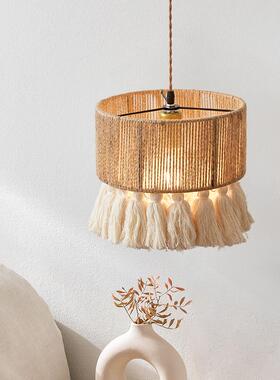 波西米灯亚复古绳流苏床头吊灯创IMQ意卧麻室床头柜餐厅灯吧台阳