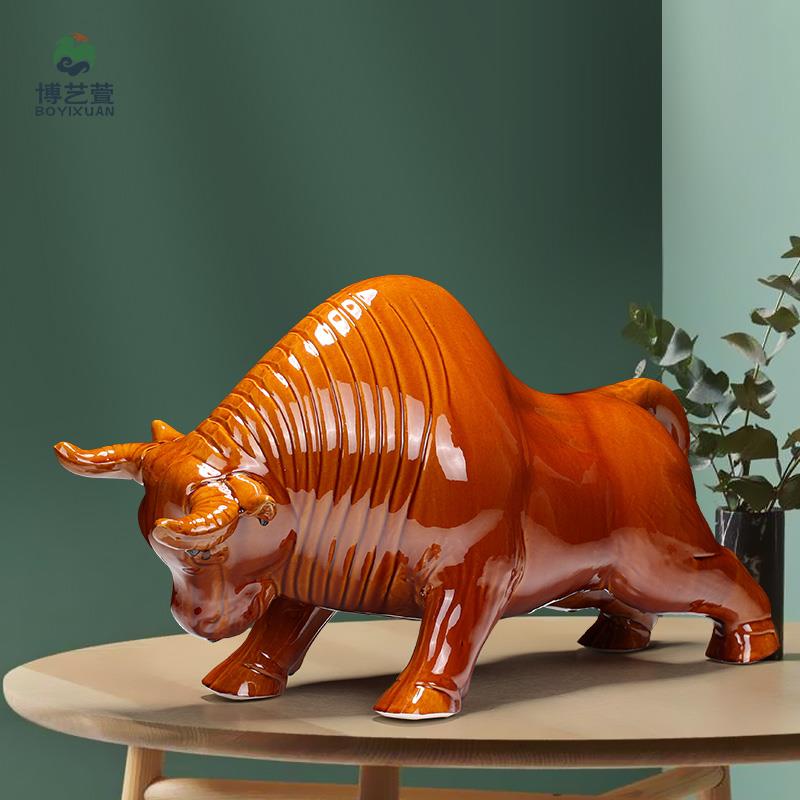 艺萱势不博可挡摆件工品陶瓷牛办公势不可挡室牛书房桌面摆设招艺