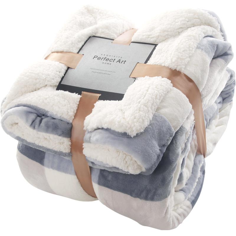 双层毛毯羊羔WSC20201绒午睡小被子珊保瑚法兰绒床加厚冬季暖盖沙