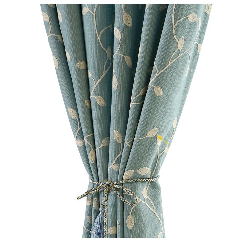 韩式田园风小新麻儿童房绣卧花窗帘成清品客厅室落地飘窗FML-02-5