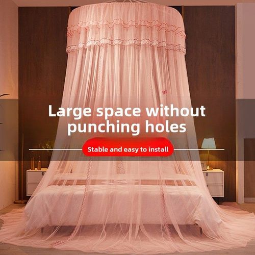 免打孔吊顶圆顶蚊帐家用吊挂落地式防蚊卧室公主风免易安装宫廷