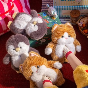 包跟保暖立体公仔棉鞋 冬季 女 女学生宿舍2025新款 金渐层猫咪棉拖鞋