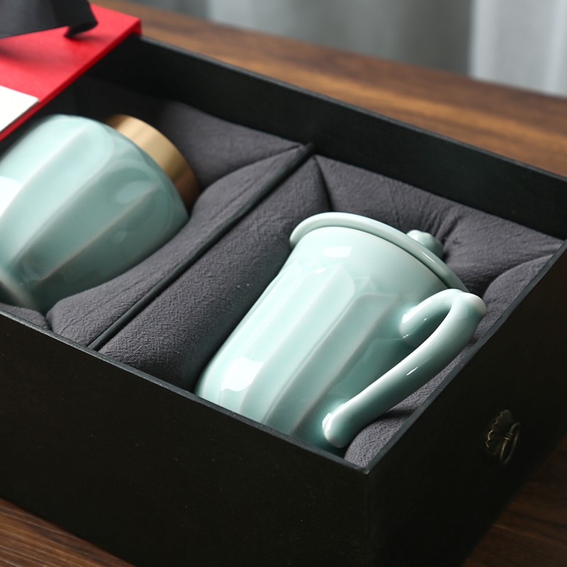 精致青瓷茶叶罐茶杯装高档乔迁春节随手礼定制节日礼品礼盒回礼