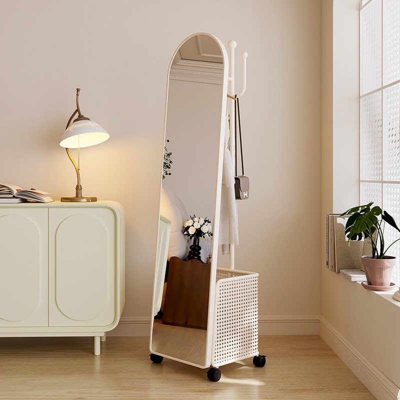 镜子全身镜挂衣架一体家用卧室落地试衣镜创意可移动穿衣镜衣帽架