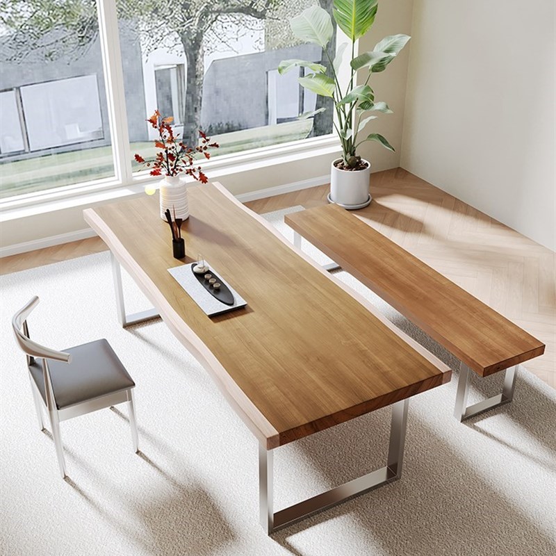 桌子简约现代实木会议桌办公书桌台式loft长条桌洽谈桌椅组合