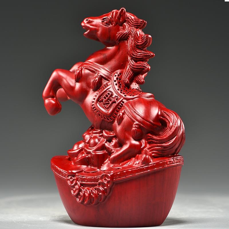 红花梨木雕马摆件实木质马到成功家居客厅办公桌面摆设红木工艺品