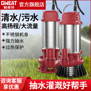 格威特家用不锈钢潜水泵农田灌溉排污清淤农用污水泵高扬程大流量