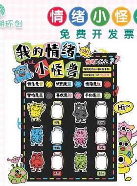 学校幼儿园心理咨询室情绪管理表达小怪兽环创文化墙装饰墙贴贴纸