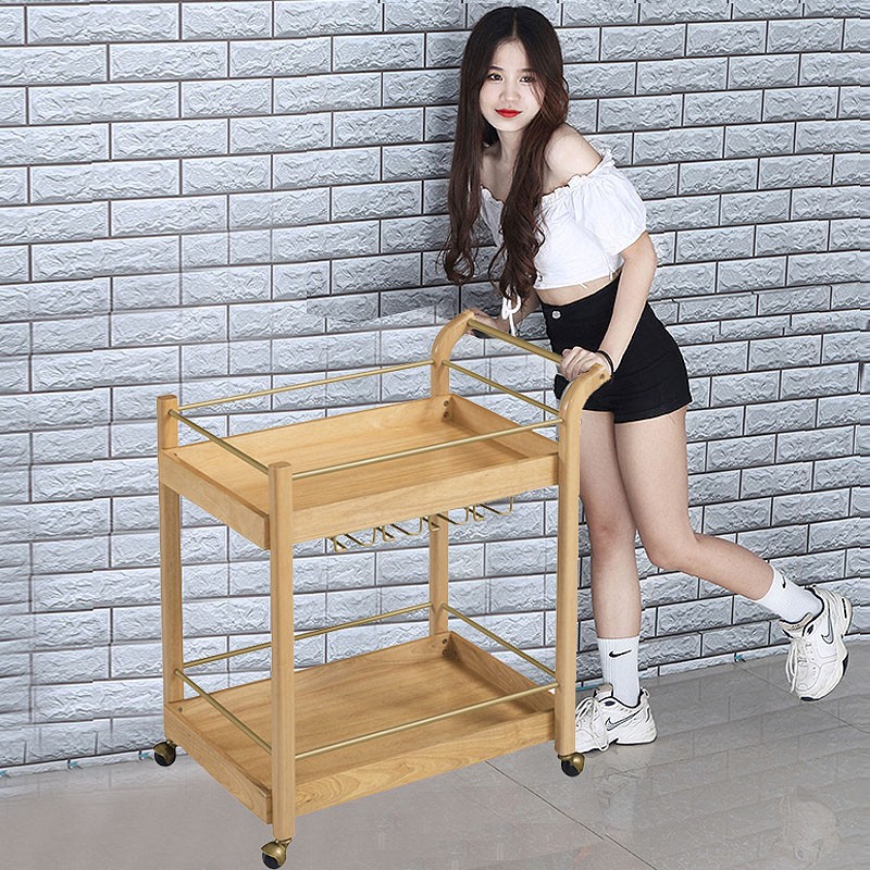 火锅店饮料实木餐车铁艺流动手推车酒店酒水商用可移茶水杯串串车