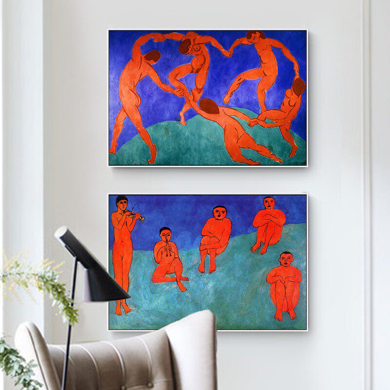 跳舞音乐 马蒂斯印刷喷绘仿制油画客厅卧室玄关人物背景墙装饰画