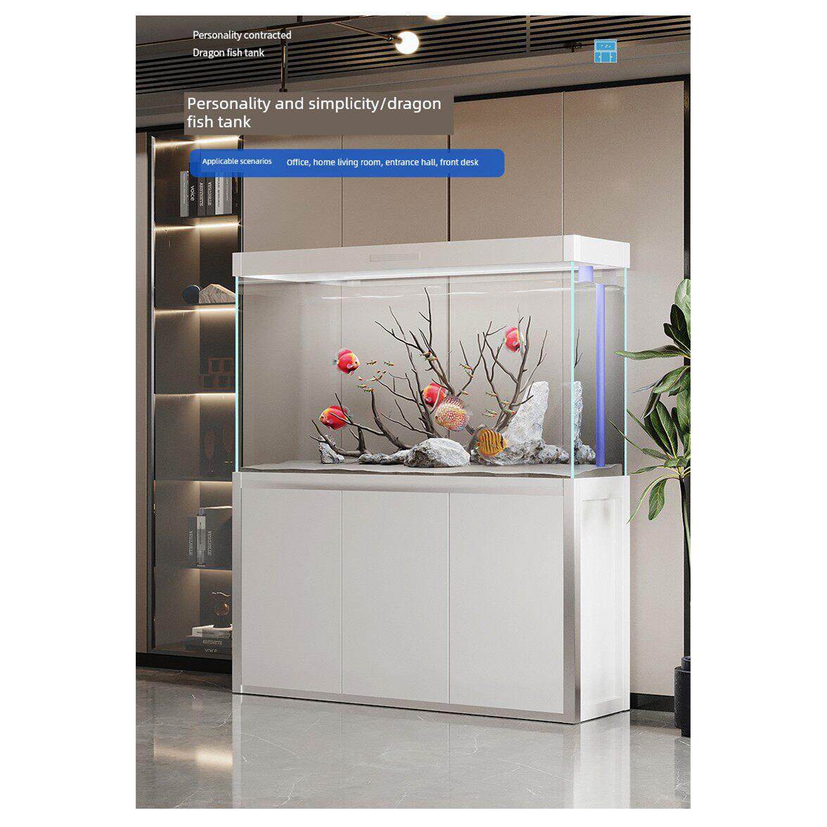 鱼缸底部过滤器[升级]超白玻璃客厅家庭水族馆懒人无需换水智能龙