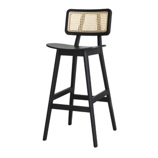 实木吧台椅现代简约北欧吧椅原木高脚凳简约家用中古风格 高脚椅子
