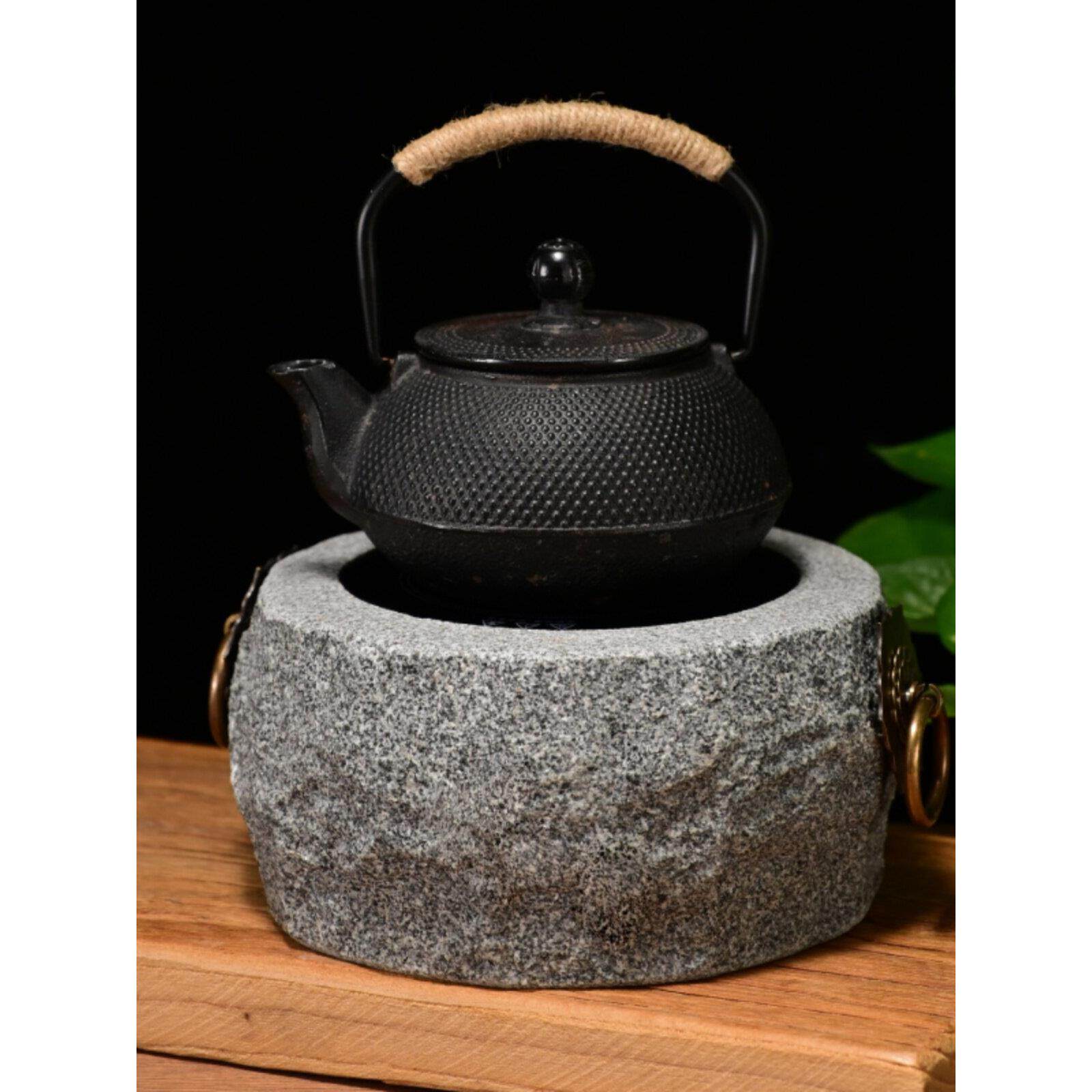 石头围炉煮茶小火炉烧烤炭炉取暖烤茶石头烤火盆茶罐罐茶炉石头炉