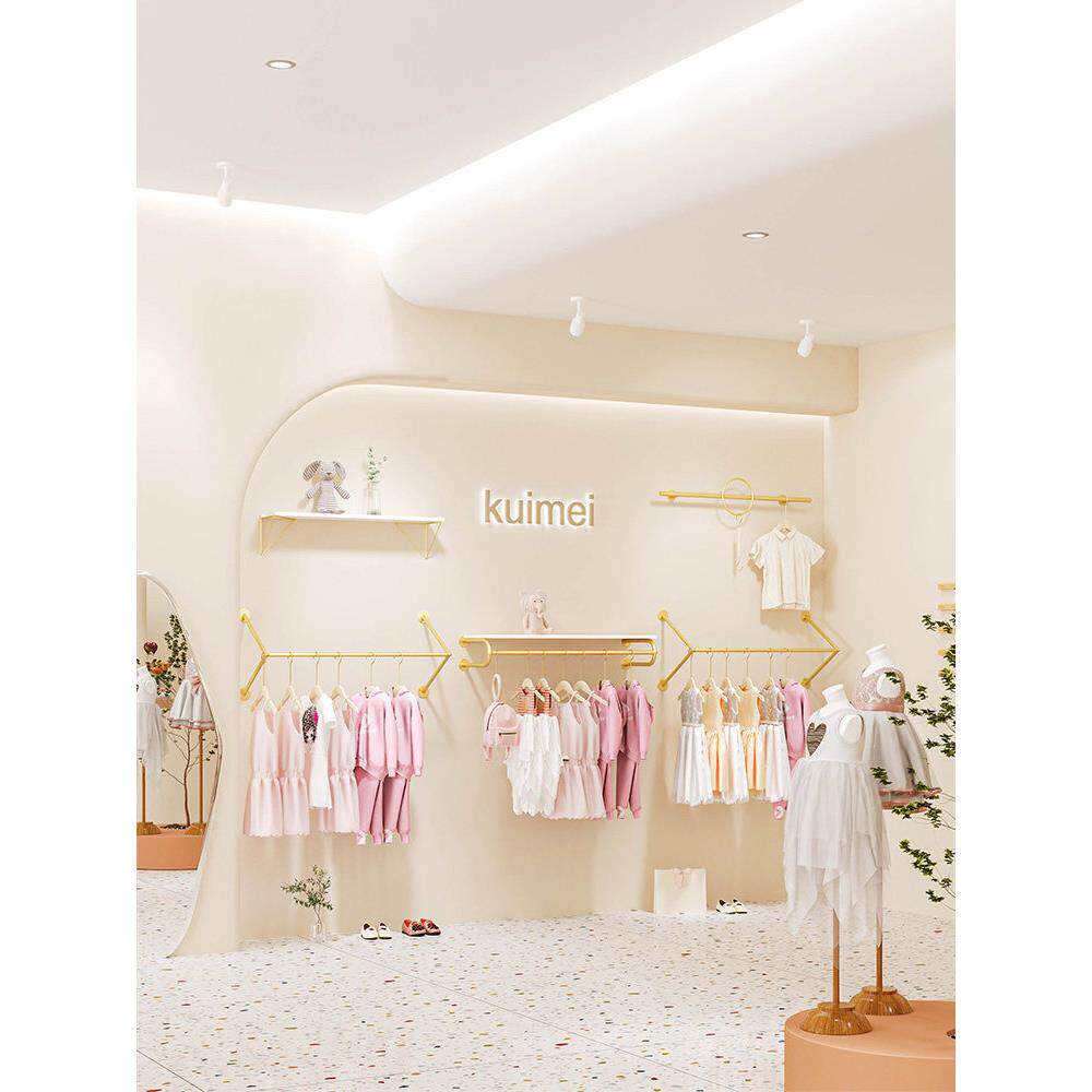 服装店展示架童装上墙壁挂式陈列架铁艺纳米金货架简约侧挂组合架