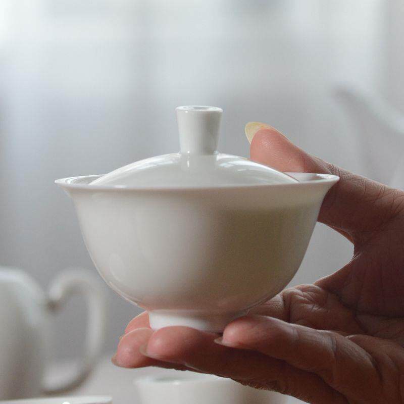 景德镇薄胎高温瓷陶瓷无托小盖碗 功夫茶具岩茶 普洱茶泡茶碗