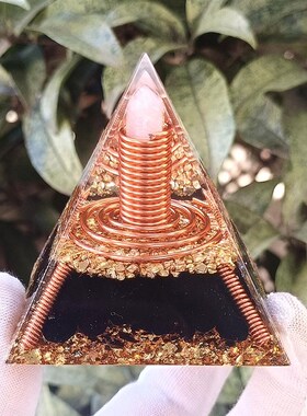 新款水晶碎石金字塔摆件跨境热销白水晶柱线圈水晶金字塔工艺品