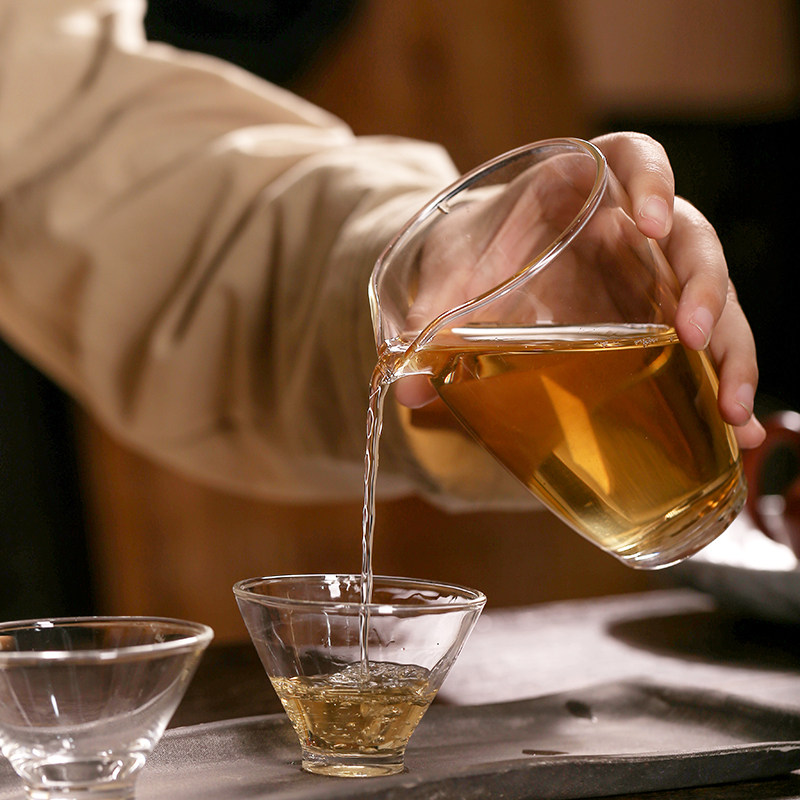 佛手拈花耐热玻璃公道杯手工大号分茶杯子加厚公杯茶海分茶器茶具