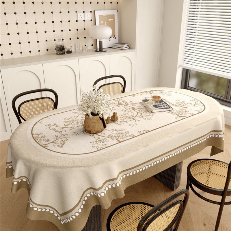 感轻奢桌布免洗防水防油氛围高级感隔热电视柜椭圆形桌布隔热桌垫