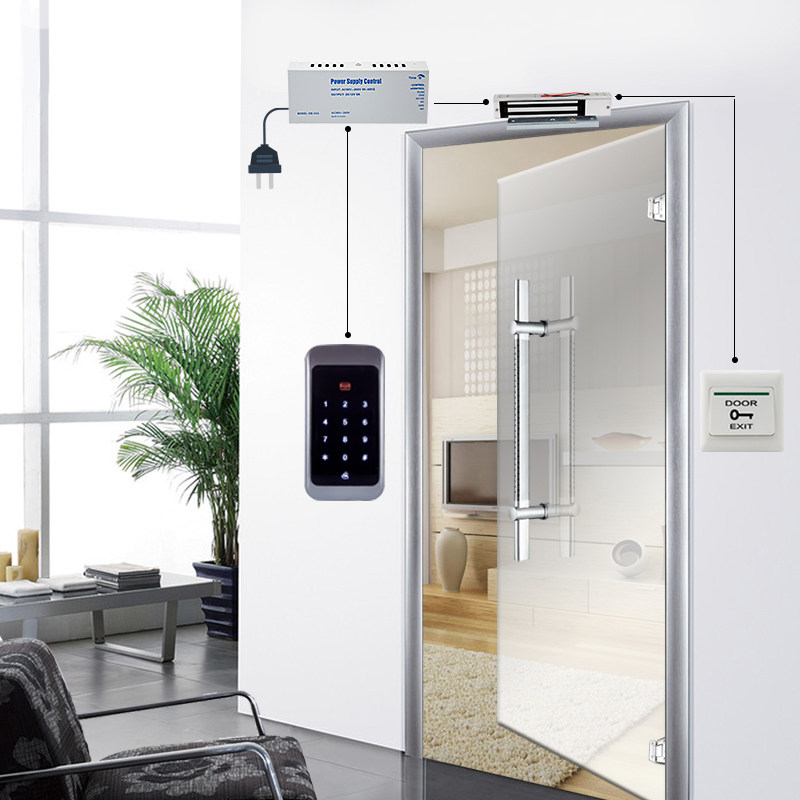 金属门禁系统套装一体机电磁锁玻璃门电吸锁触摸密码电子刷卡铁门