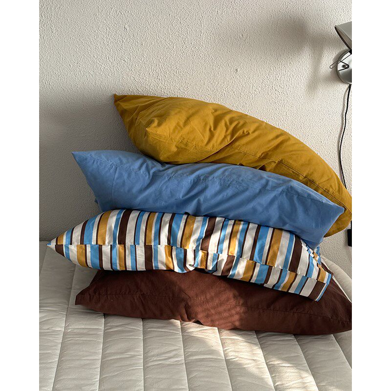 复古风条纹单品搭配纯棉全棉单人枕套枕芯内胆套枕头皮单个枕头套