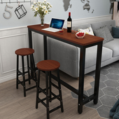 圆角吧台家用长条桌子商用靠墙酒吧台奶茶店饭厅长小吧桌高脚桌椅