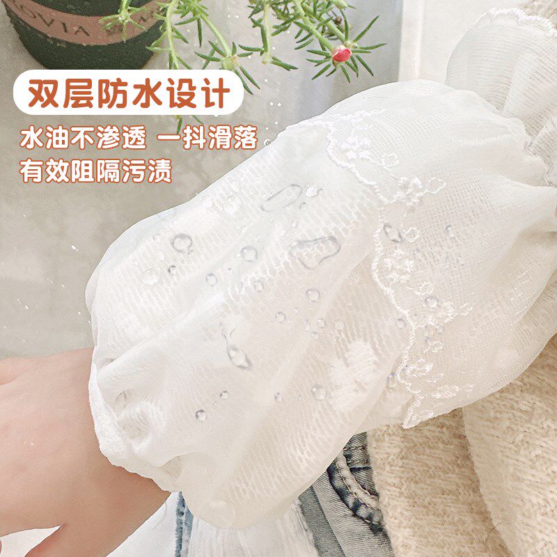 儿童蕾丝袖套秋冬季白色羽绒服专用宝宝防脏防水护袖女孩2023新款