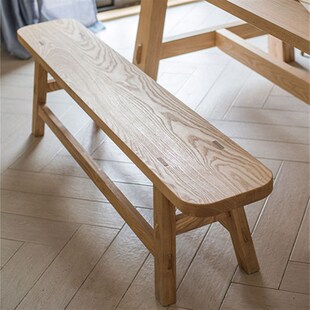 凳子 北欧实木长凳家用复古客厅餐桌长条凳餐椅设计师原木长板换鞋